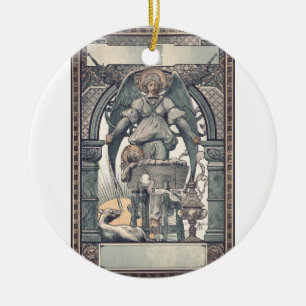 Guardian angels with Jesus child Ceramic Tree Decoration