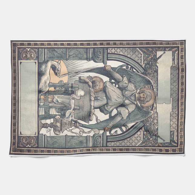 Guardian angels with Jesus child Tea Towel (Horizontal)