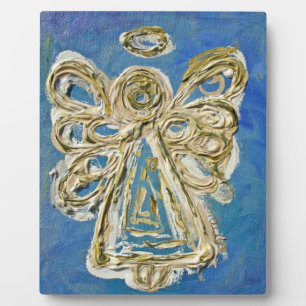 Guardian Blue Angel Painting Art Gift Plaque