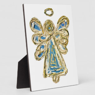 Guardian Blue Angel Painting Art Gift Plaque