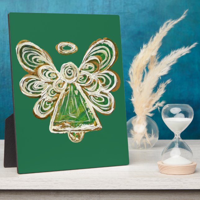Guardian Green Angel Painting Art Gift Plaque (Side)