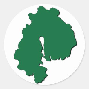Guardian Island sticker, outline, green on white Classic Round Sticker