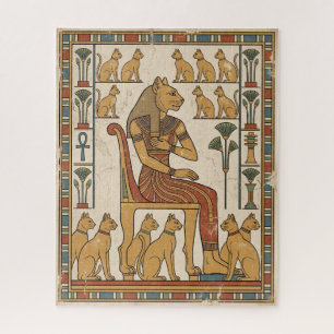 Guardian of Bubastis: Goddess Bastet and Cats Jigsaw Puzzle