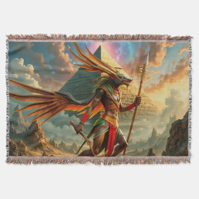Guardian of the Celestial Gate – Anubis  Throw Blanket (Front)