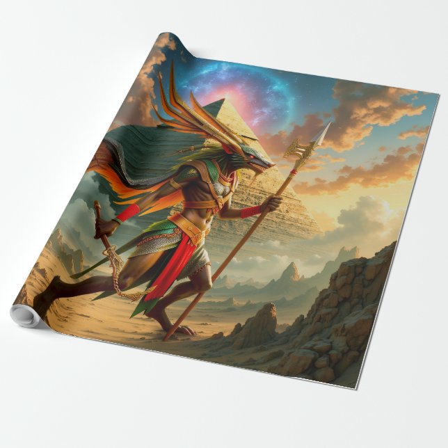 Guardian of the Celestial Gate – Anubis  Wrapping Paper (Unrolled)