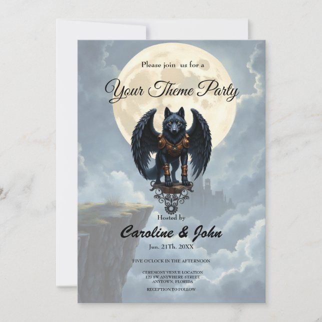 Guardian of the Moon – The Black Winged Wolf. Invitation (Front)