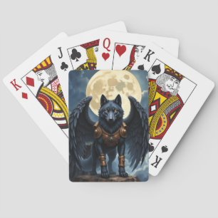 Guardian of the Moon – The Black Winged Wolf Playing Cards