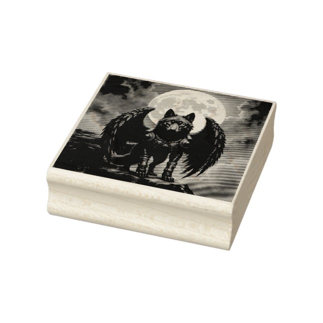 Guardian of the Moon – The Black Winged Wolf Rubber Stamp (Stamp)