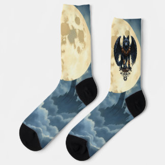 Guardian of the Moon – The Black Winged Wolf Socks