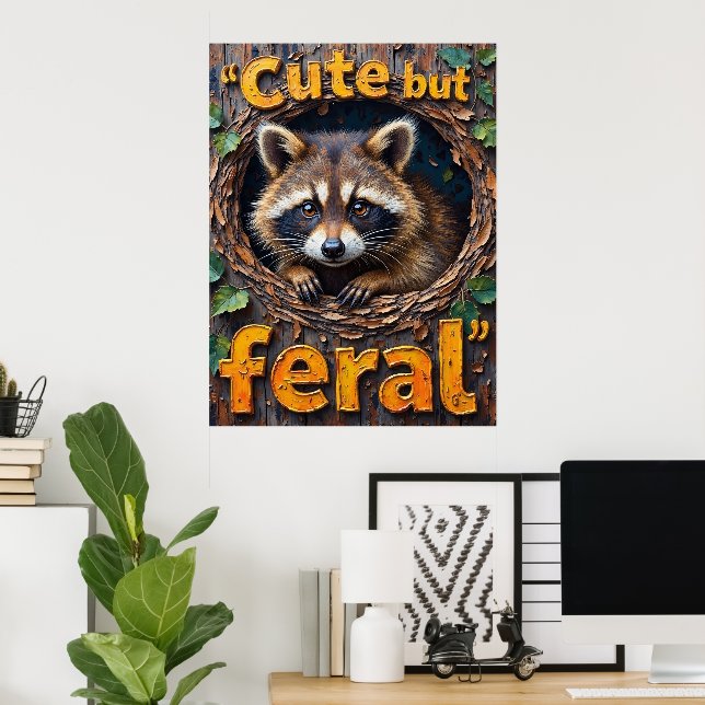 Guardian of the Nest: Racoon's Perch Poster (Home Office)