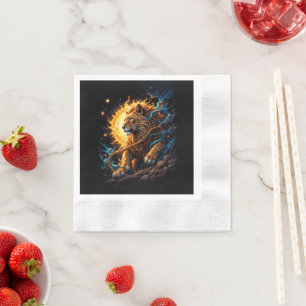Guardian of the Solar Threshold – Lion of Balance Napkin
