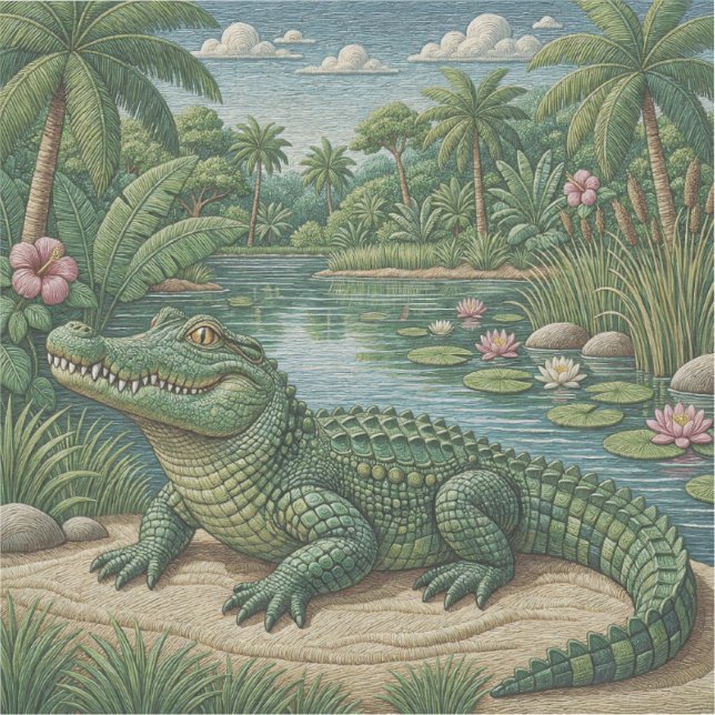 Guardian of the Wetlands Embroidered Crocodile  (Front)