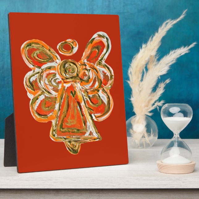 Guardian Orange Angel Painting Art Gift Plaque (Side)