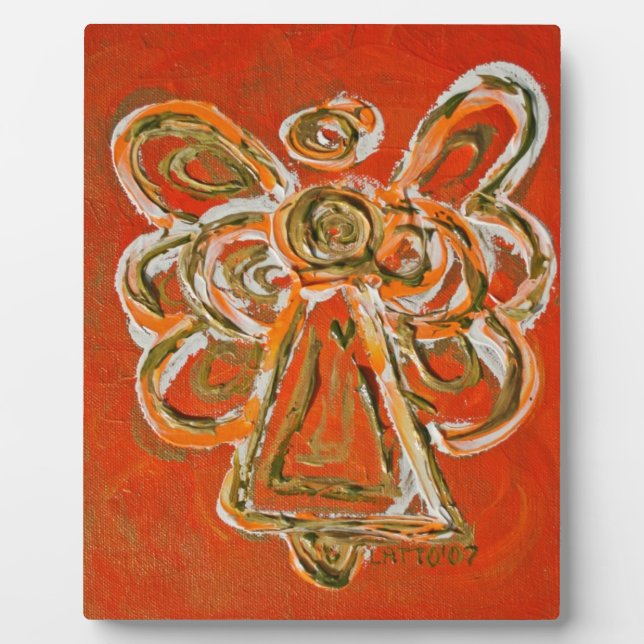Guardian Orange Angel Painting Art Gift Plaque (Front)