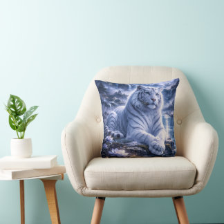 Guardian White Tiger – Silent Strength and Gentle  Cushion