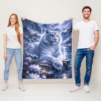 Guardian White Tiger – Silent Strength and Gentle  Fleece Blanket