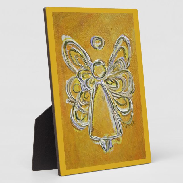 Guardian Yellow Angel Painting Art Gift Plaque (Side)