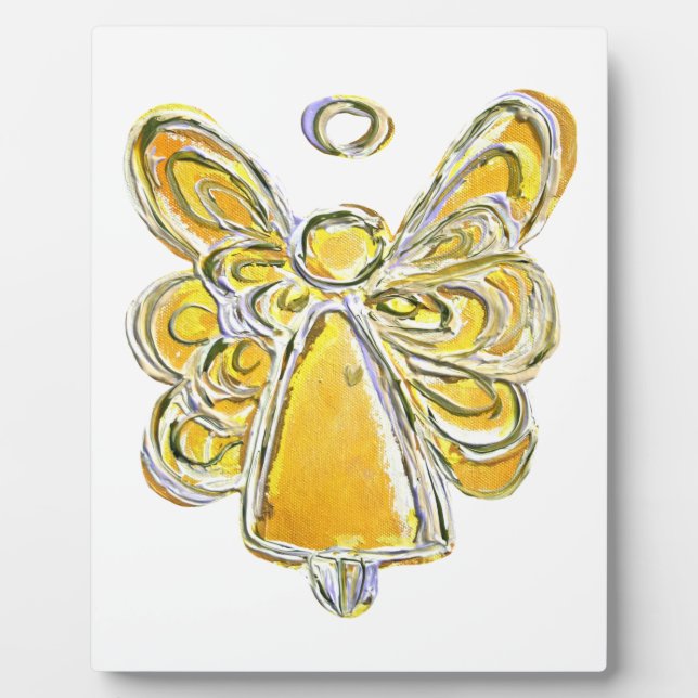 Guardian Yellow Angel Painting Art Gift Plaque (Front)