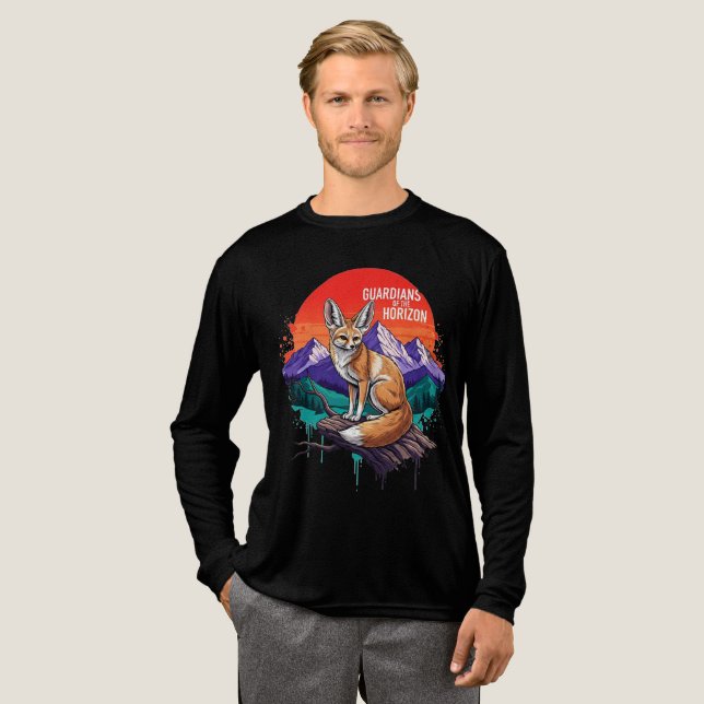 Guardians of the Horizon – Fennec Fox Sunset Illus Tri-Blend Shirt (Full Front)