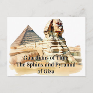 Guardians of Time: The Sphinx and Pyramid of Giza Postcard
