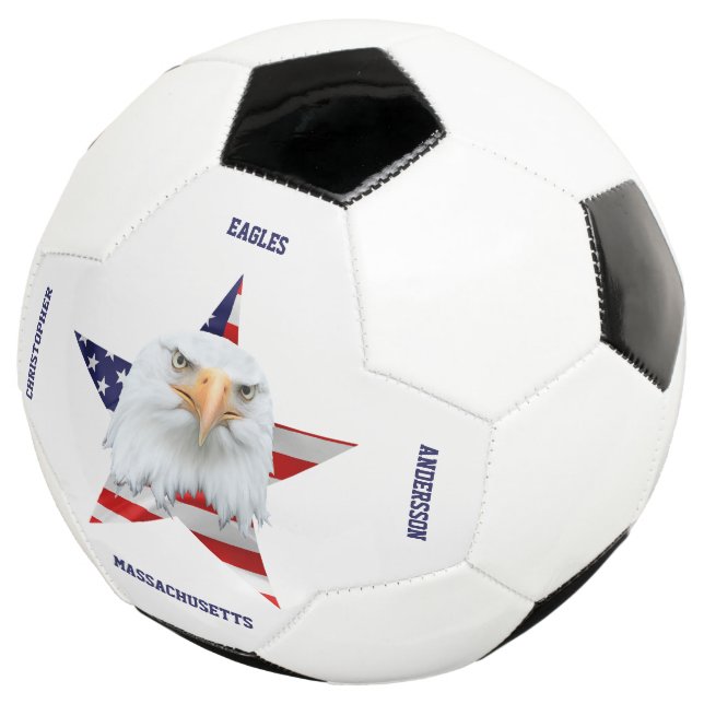 Guarding Bald Eagle, The American Flag, Star Soccer Ball (Three Quarter)