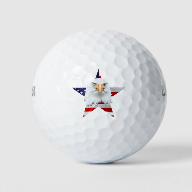 Guarding Eagle, The American Flag, Patriotic Golf Balls (Front)
