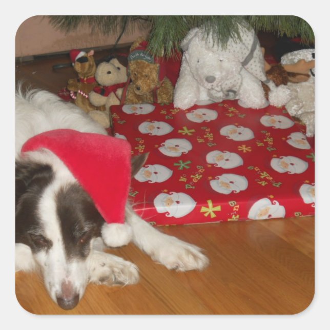 Guarding presents square sticker (Front)