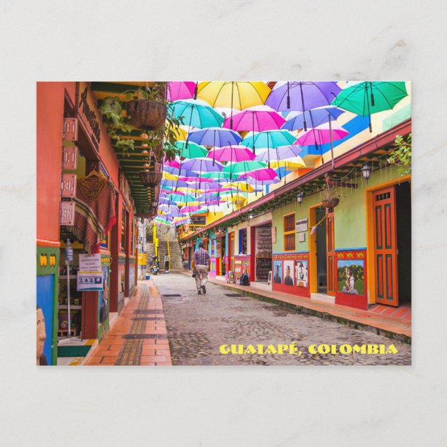 Guatapé, Colombia Umbrella Street Postcard (Front)