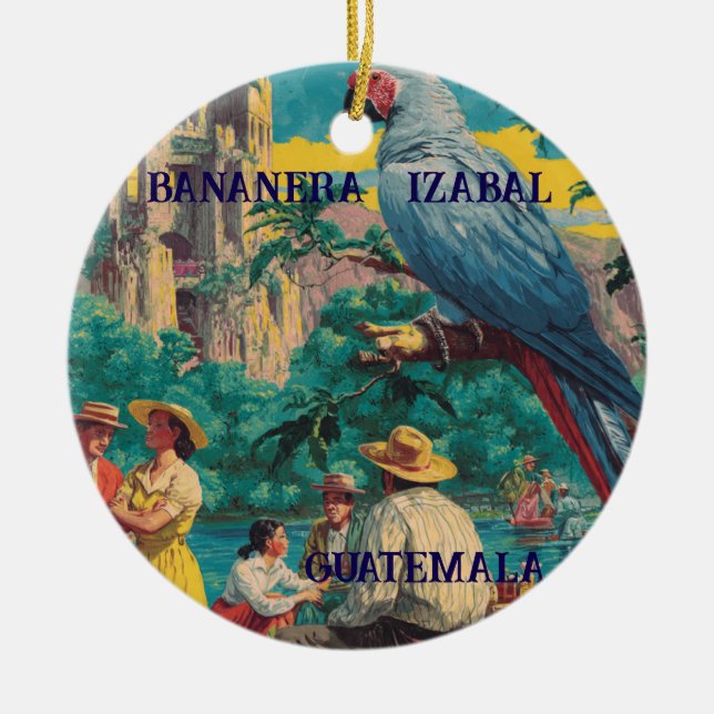 GUATEMALA, BANANERA IZABAL Retro poster Ceramic Tree Decoration (Front)
