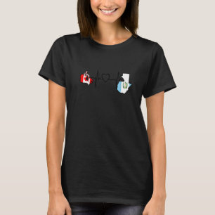 Guatemala Canada Flag Guatemalan Canadian Heartbea T-Shirt