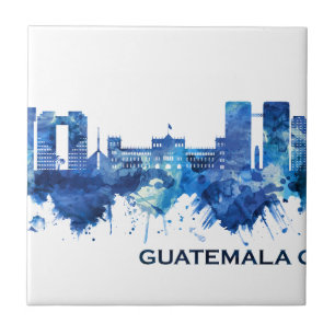 Guatemala City Guatemala Skyline Blue Tile