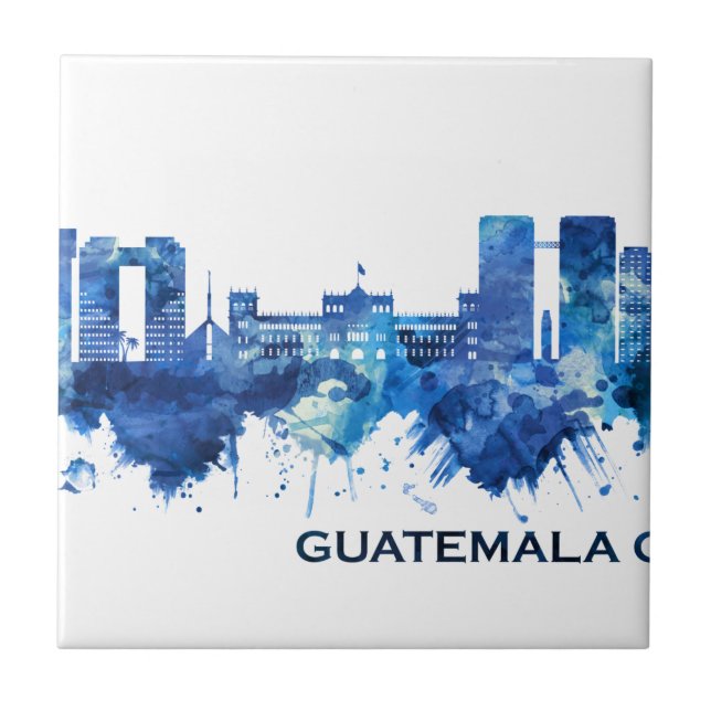 Guatemala City Guatemala Skyline Blue Tile (Front)