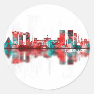 Guatemala City Guatemala Skyline Classic Round Sticker