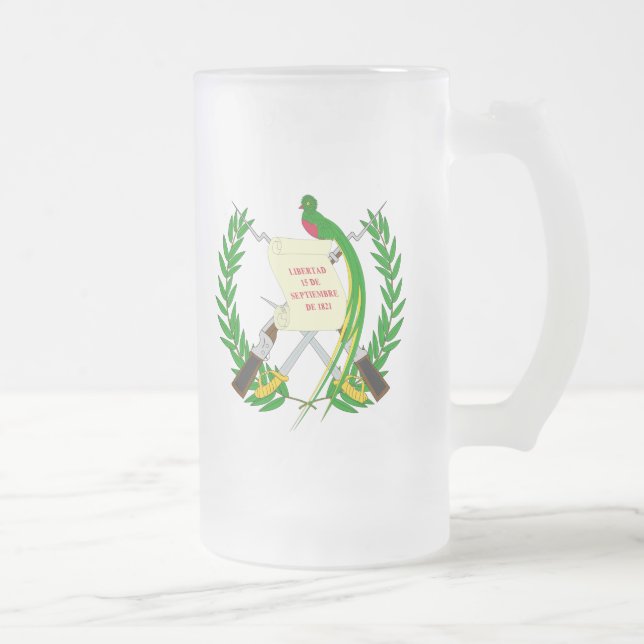 guatemala emblem frosted glass beer mug (Right)