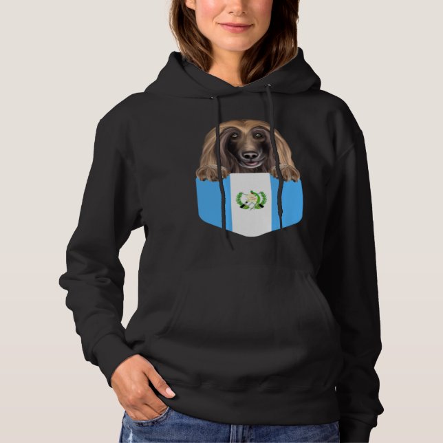Guatemala Flag Afghan Hound Dog In Pocket Hoodie (Front)