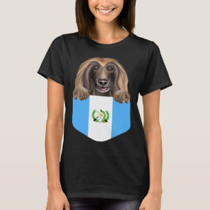 Guatemala Flag Afghan Hound Dog In Pocket T-Shirt