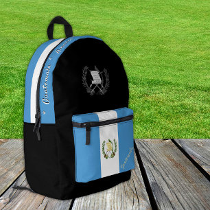 Guatemala Flag backpack, Guatemala, patriot black Printed Backpack