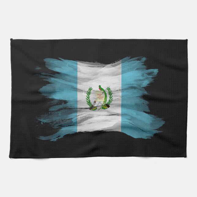Guatemala flag brush stroke, national flag tea towel (Horizontal)
