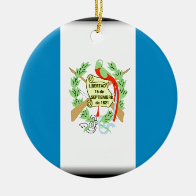 Guatemala Flag Ceramic Tree Decoration (Front)