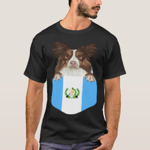 Guatemala Flag Collie Dog In Pocket T-Shirt