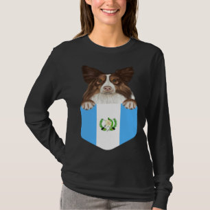 Guatemala Flag Collie Dog In Pocket T-Shirt