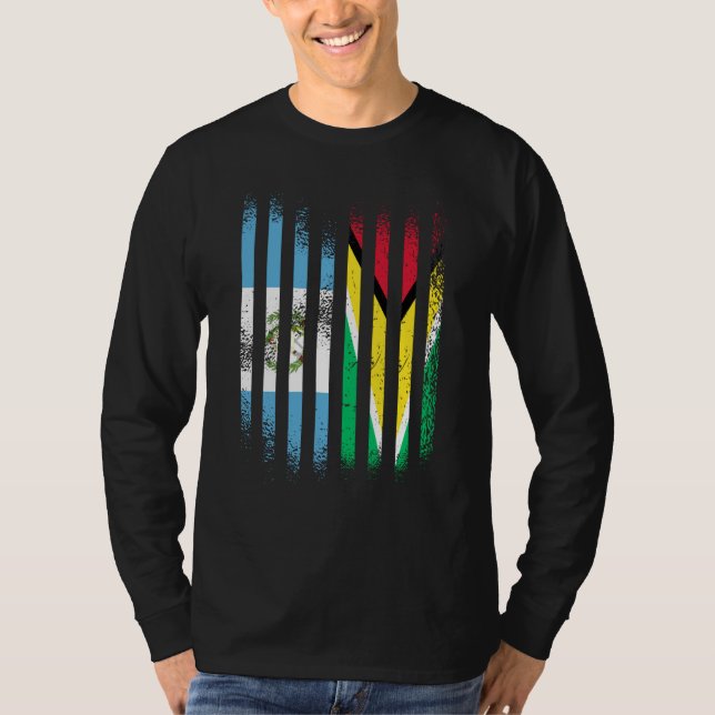 Guatemala Flag Guyana Grown Country Flags Stripes T-Shirt (Front)