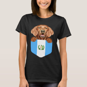 Guatemala Flag Irish Setter Dog In Pocket T-Shirt