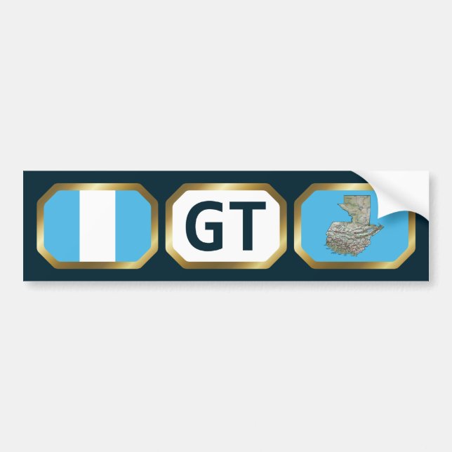 Guatemala Flag Map Code Bumper Sticker (Front)