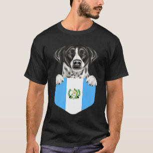 Guatemala Flag Pointer Dog In Pocket T-Shirt