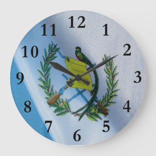 Guatemala Flag with Quetzal symbol Large Clock