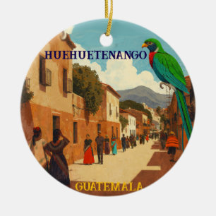 GUATEMALA, HUEHUETENANGO Retro poster Ceramic Tree Decoration