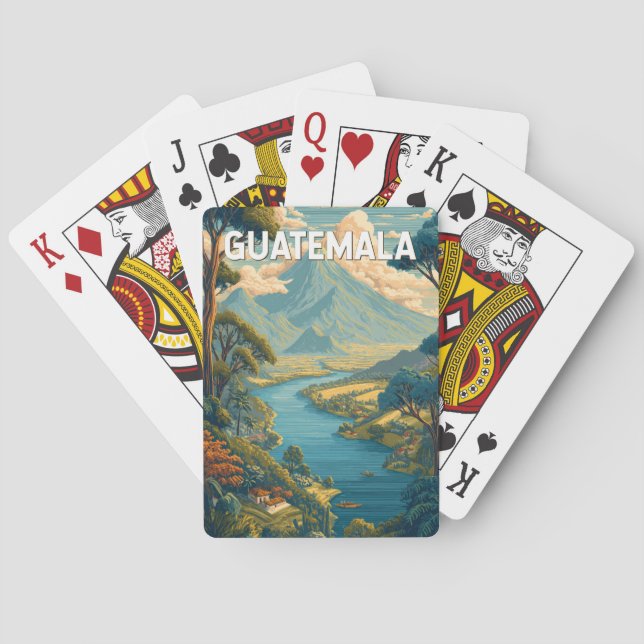 Guatemala Illustration Travel Art Vintage Playing Cards (Back)
