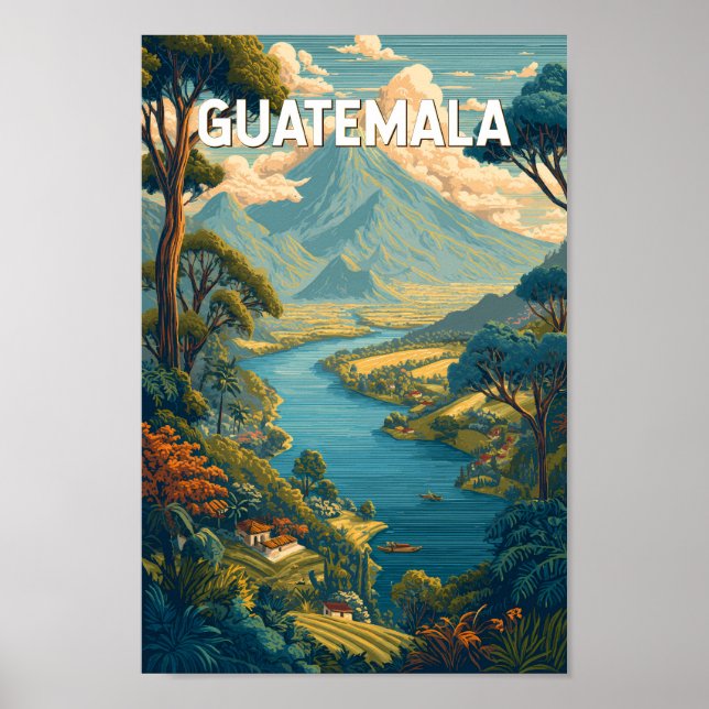 Guatemala Illustration Travel Art Vintage Poster (Front)