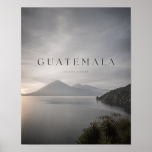 Guatemala Lago de Atitlán Moody Travel Poster